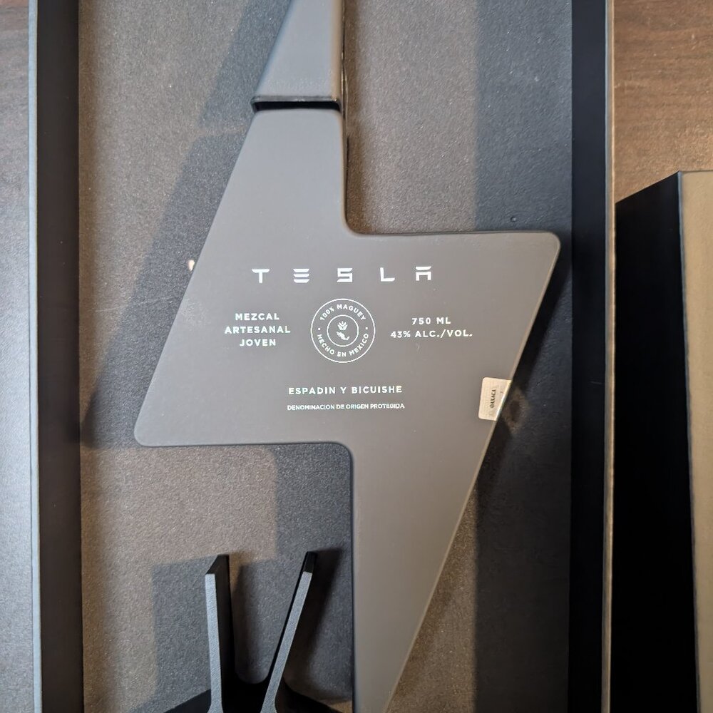 Tesla mezcal bottle